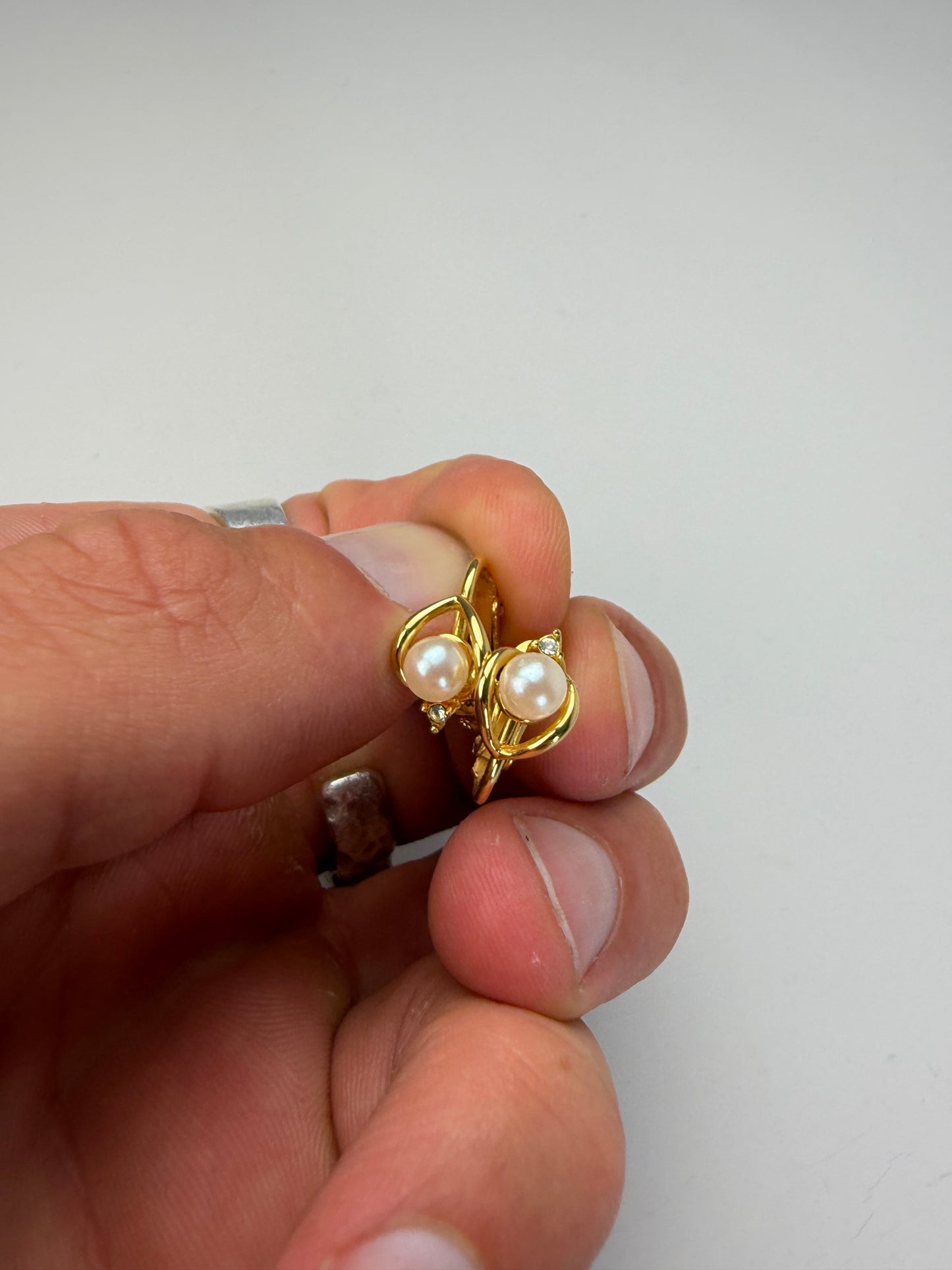Vintage Courreges Pearl Accent Clip-On Earrings Gold