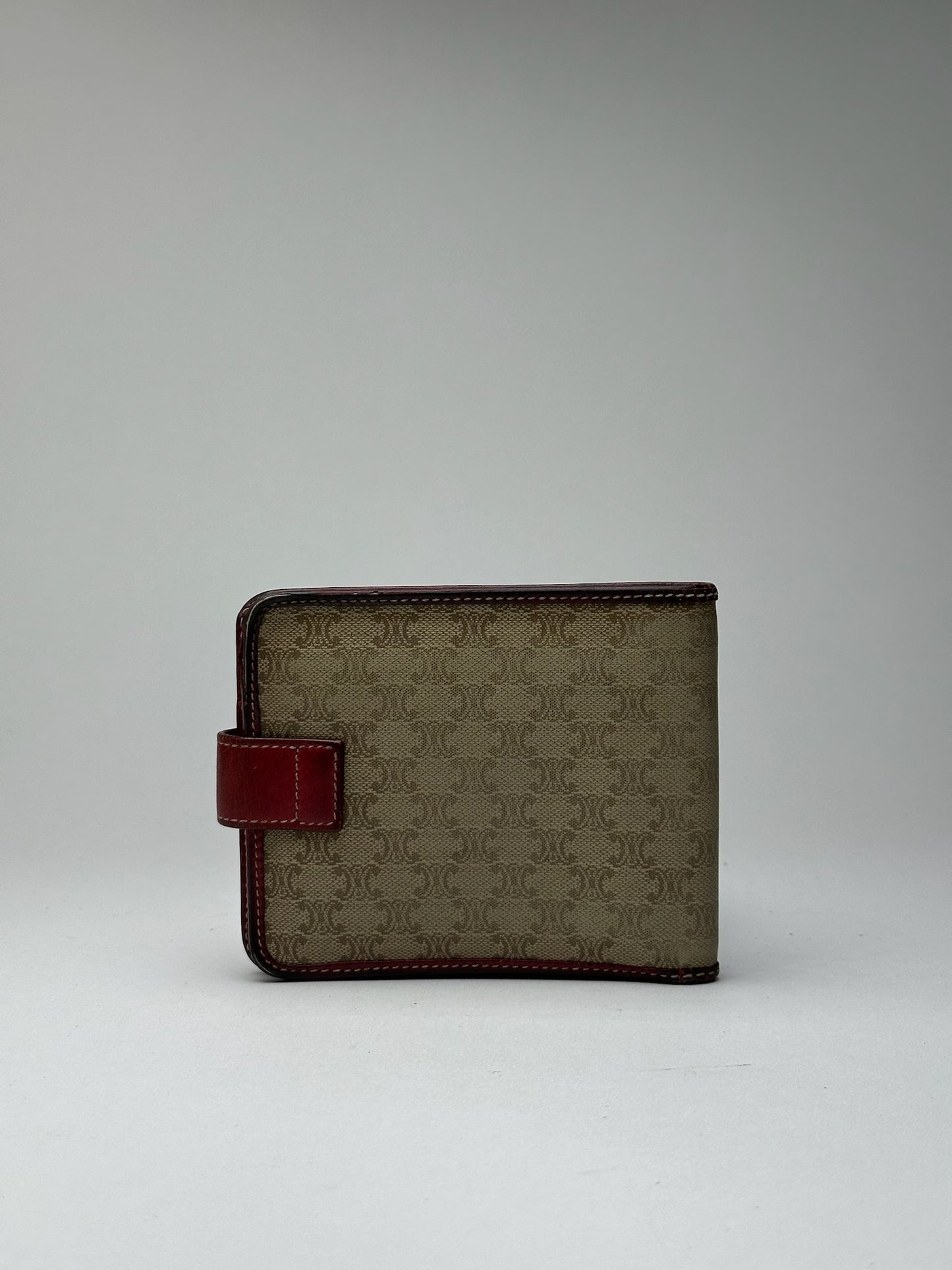 Vintage Celine Paris Leather Wallet beige Red triomphe