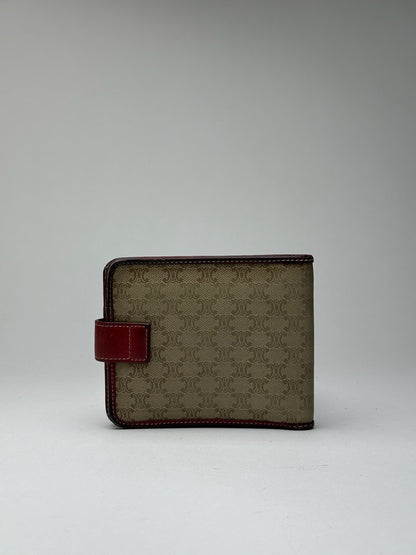 Vintage Celine Paris Leather Wallet beige Red triomphe