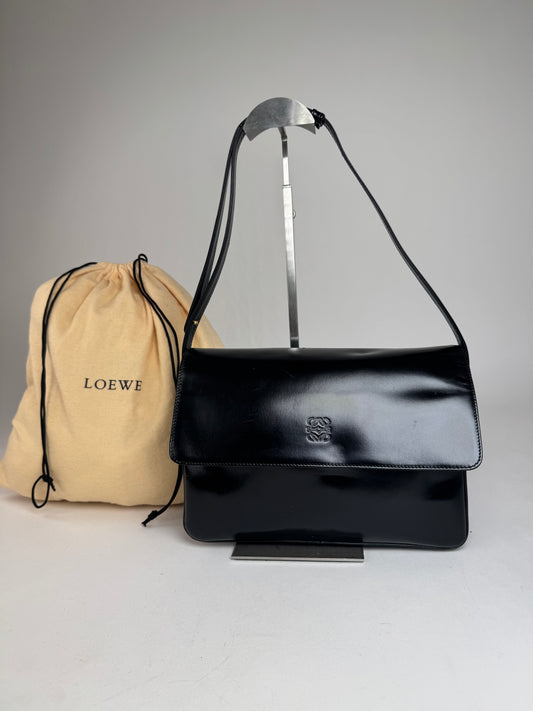 Vintage Loewe Madrid Leather 2Way Bag Black