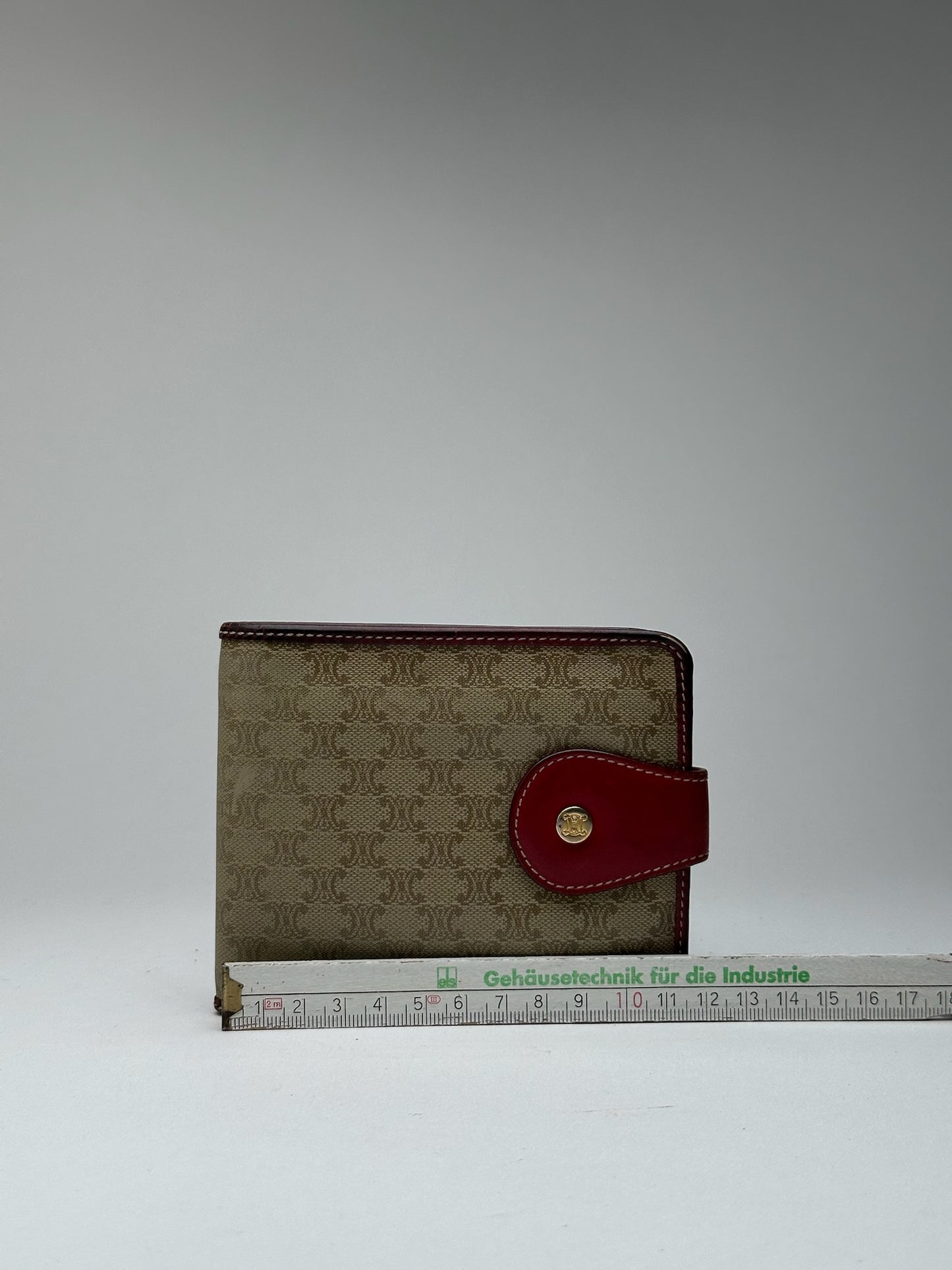 Vintage Celine Paris Leather Wallet beige Red triomphe