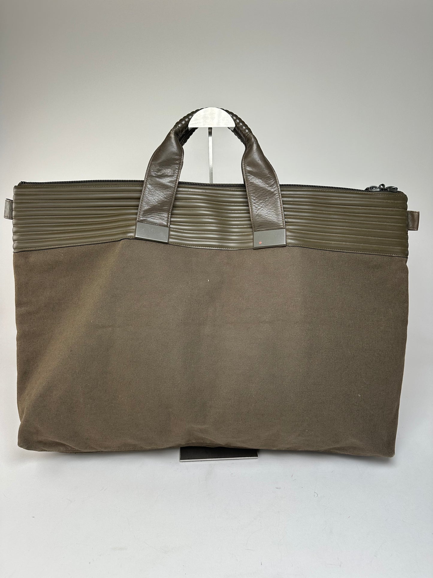 Vintage Issey Miyake Canvas Leather Handbag Khaki