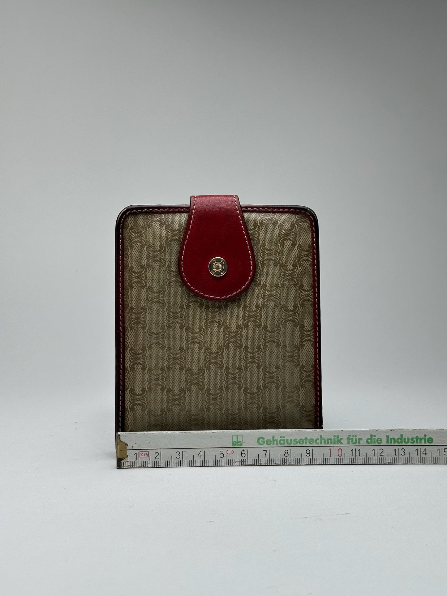 Vintage Celine Paris Leather Wallet beige Red triomphe