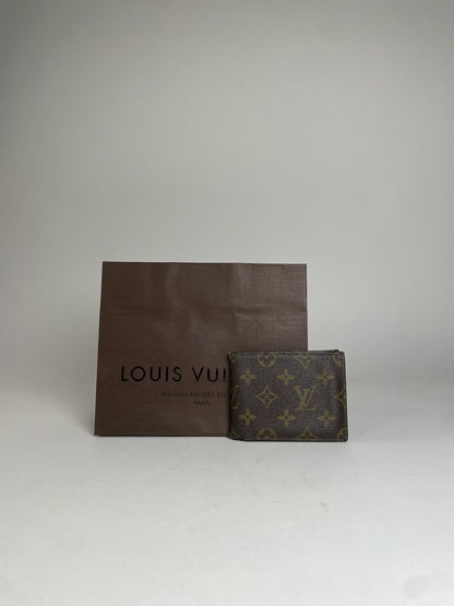 Vintage Louis Vuitton Leather Card Holder Brown Khaki
