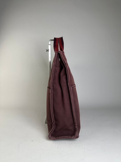 Vintage Hermes Canvas Tote Bag Burgundy Dark Red