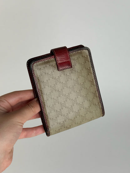 Vintage Celine Paris Leather Wallet beige Red triomphe