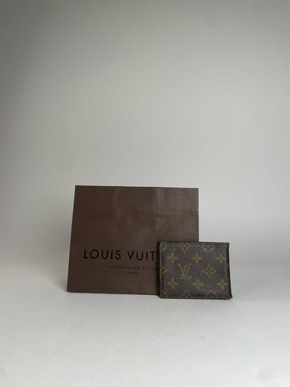 Vintage Louis Vuitton Leather Card Holder Brown Khaki