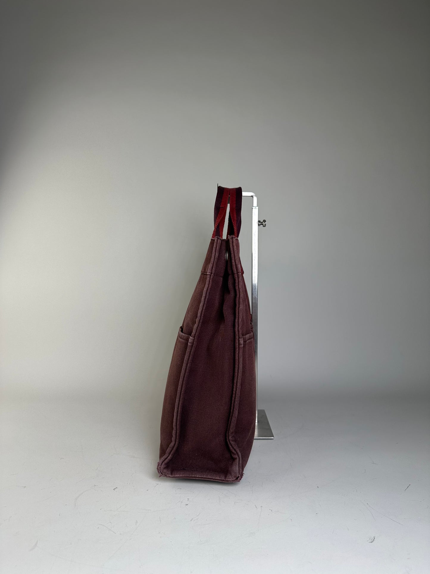 Vintage Hermes Canvas Tote Bag Burgundy Dark Red