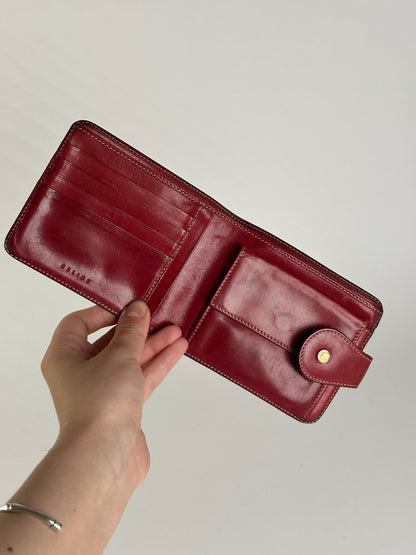 Vintage Celine Paris Leather Wallet beige Red triomphe