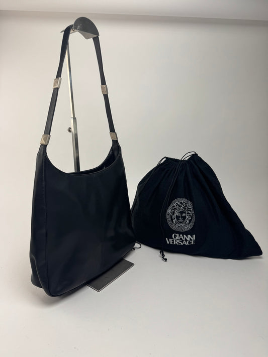 Sac vintage en cuir noir Gianni Versace