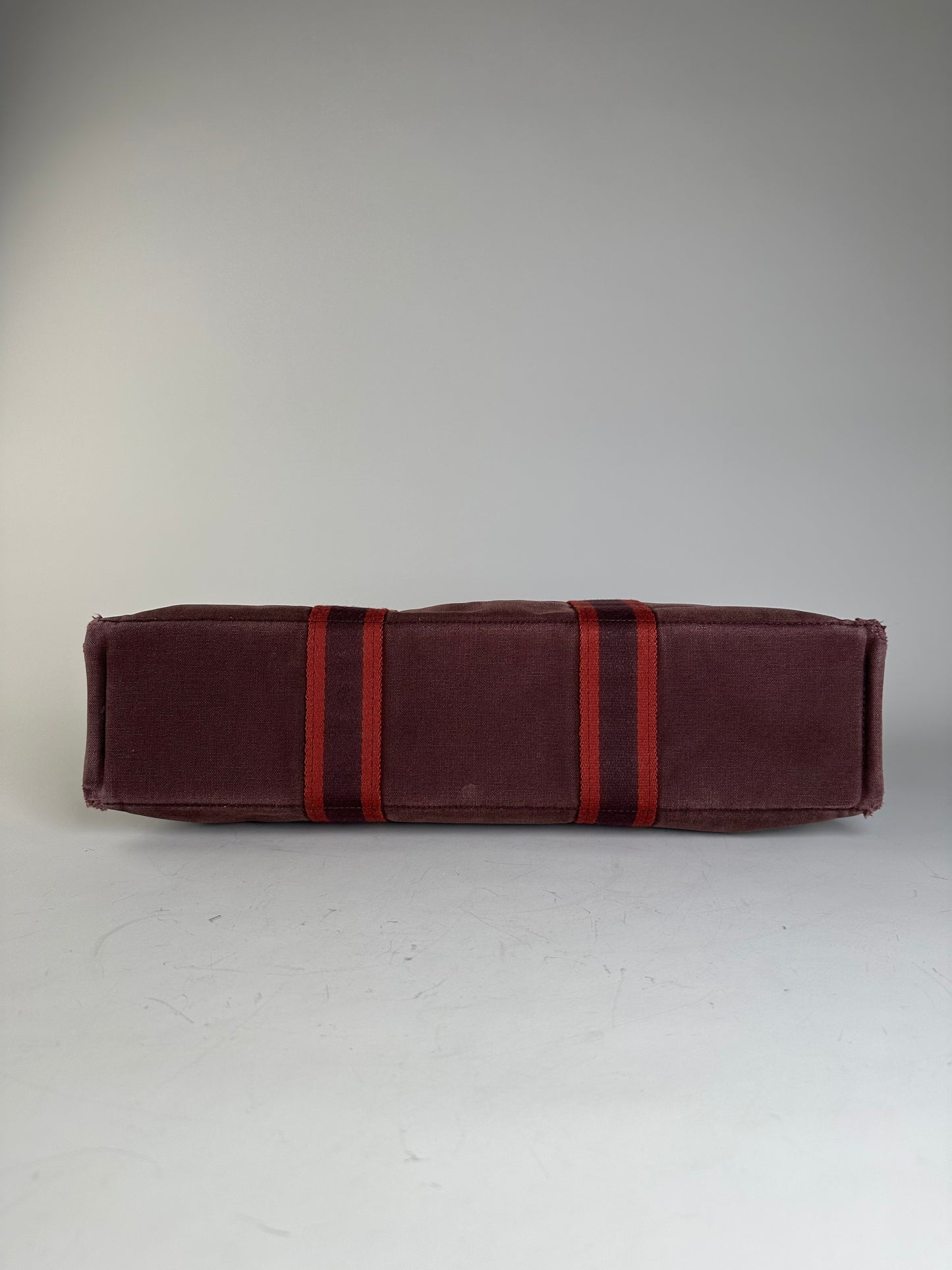 Vintage Hermes Canvas Tote Bag Burgundy Dark Red