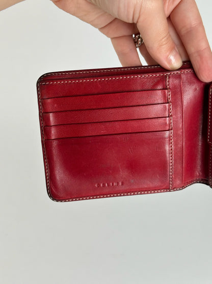 Vintage Celine Paris Leather Wallet beige Red triomphe