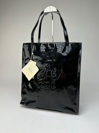 Vintage Emilio Pucci Patent Leather Tote Bag Black New With Tags