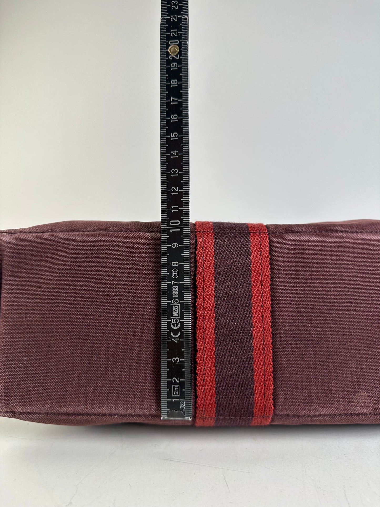 Vintage Hermes Canvas Tote Bag Burgundy Dark Red