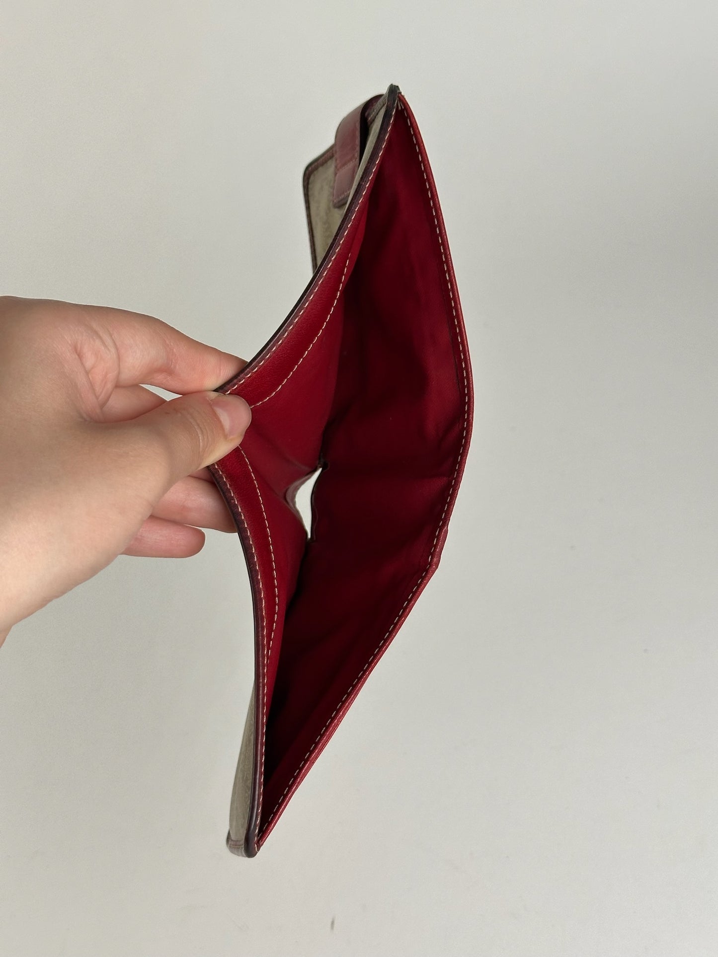 Vintage Celine Paris Leather Wallet beige Red triomphe