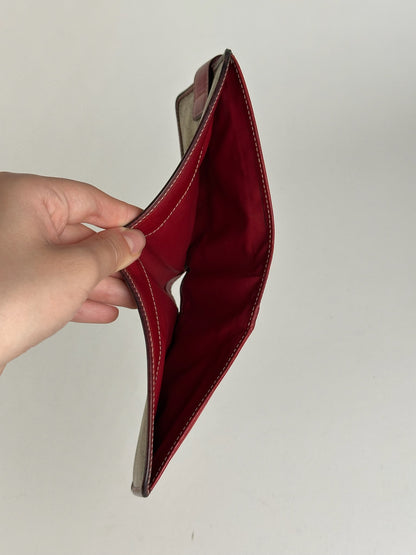 Vintage Celine Paris Leather Wallet beige Red triomphe