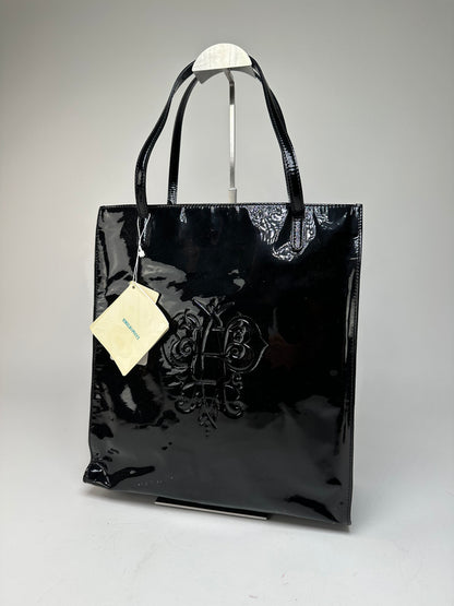 Vintage Emilio Pucci Patent Leather Tote Bag Black New With Tags