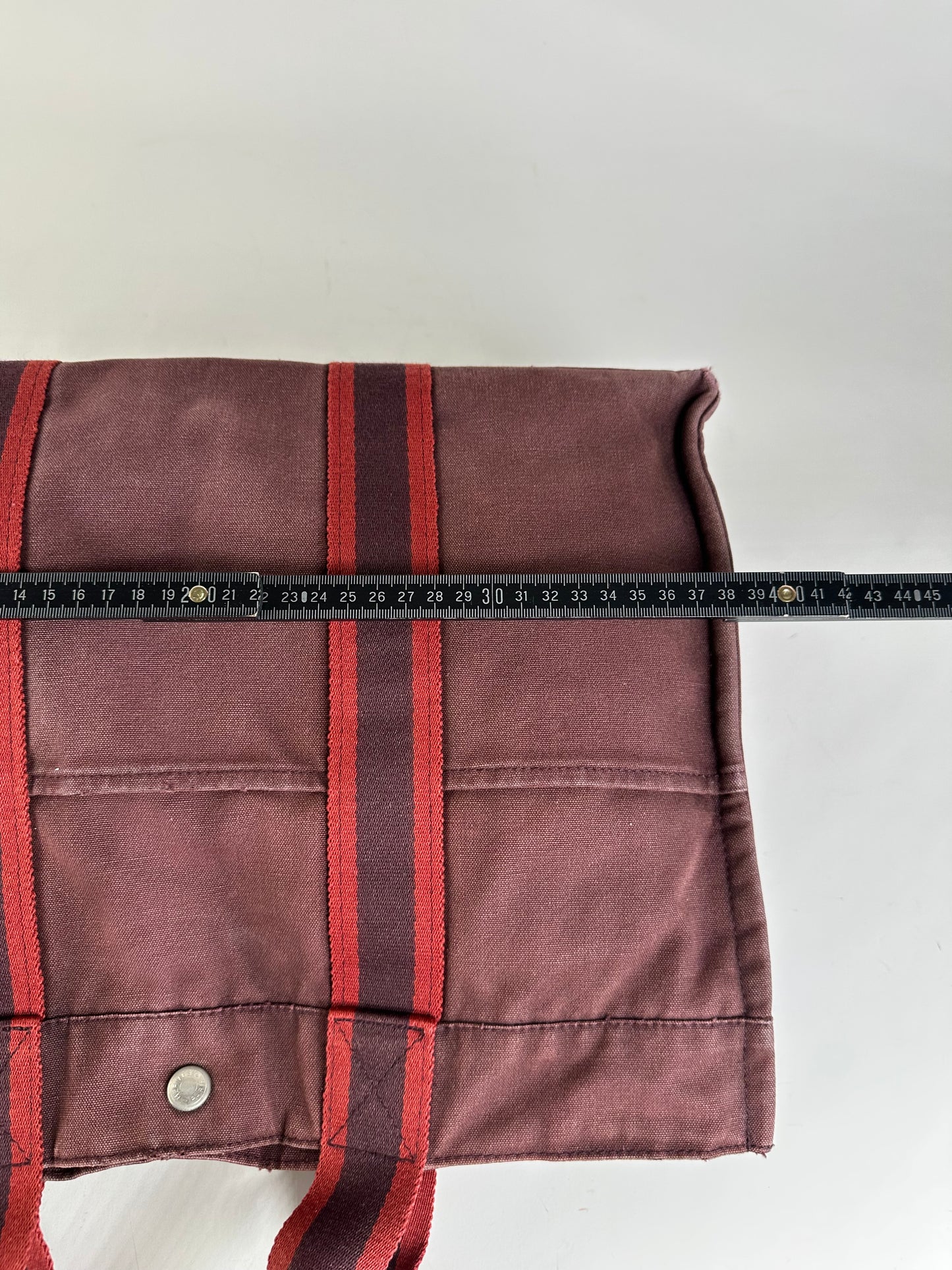Vintage Hermes Canvas Tote Bag Burgundy Dark Red