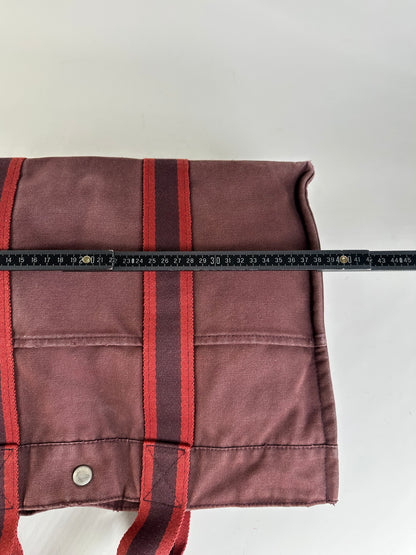 Vintage Hermes Canvas Tote Bag Burgundy Dark Red