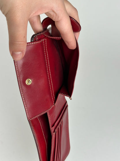 Vintage Celine Paris Leather Wallet beige Red triomphe