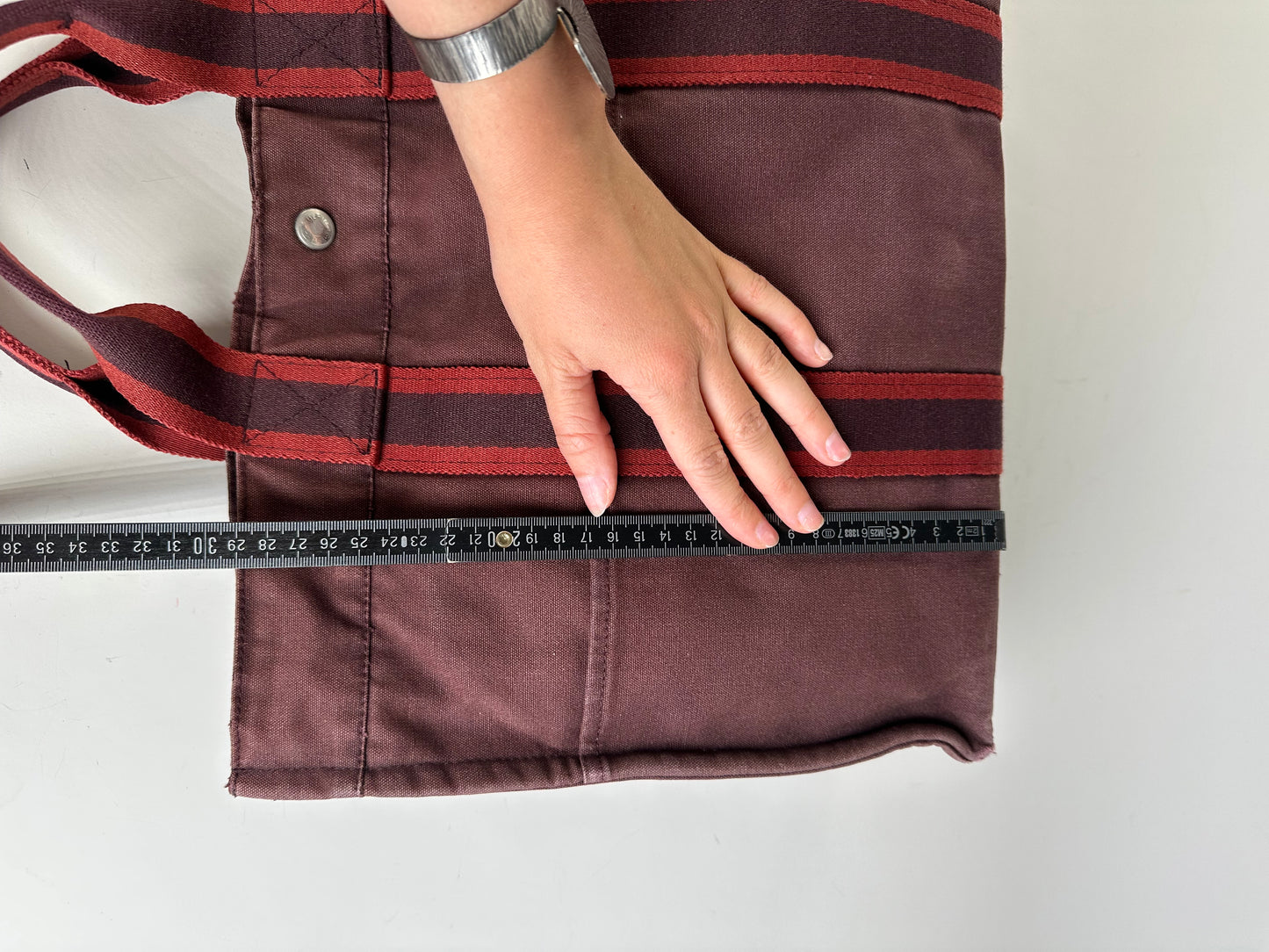 Vintage Hermes Canvas Tote Bag Burgundy Dark Red