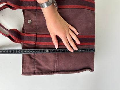 Vintage Hermes Canvas Tote Bag Burgundy Dark Red