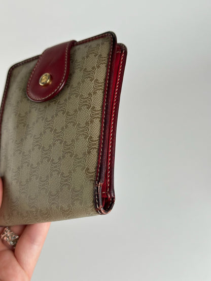 Vintage Celine Paris Leather Wallet beige Red triomphe