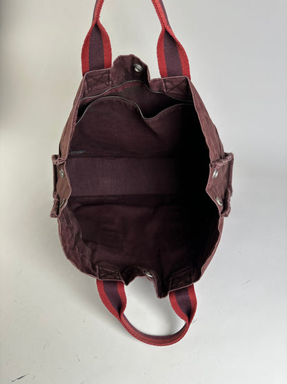 Vintage Hermes Canvas Tote Bag Burgundy Dark Red