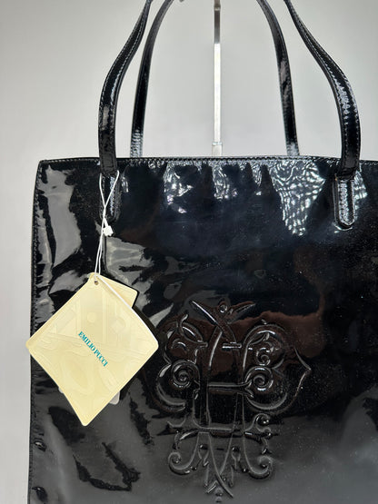 Vintage Emilio Pucci Patent Leather Tote Bag Black New With Tags