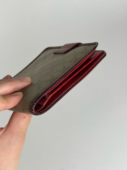 Vintage Celine Paris Leather Wallet beige Red triomphe