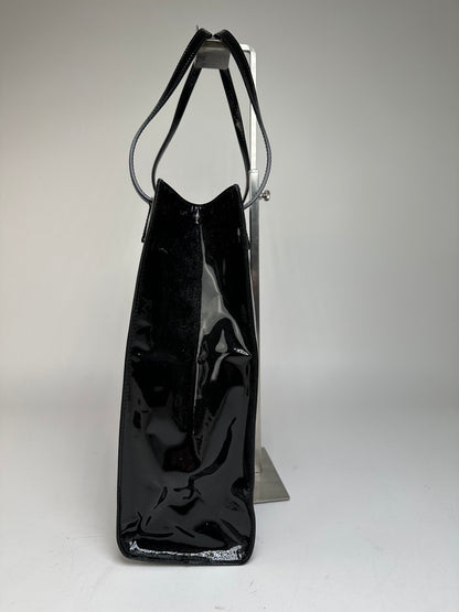 Vintage Emilio Pucci Patent Leather Tote Bag Black New With Tags