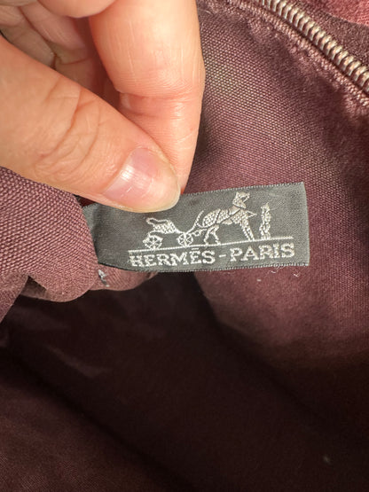 Vintage Hermes Canvas Tote Bag Burgundy Dark Red