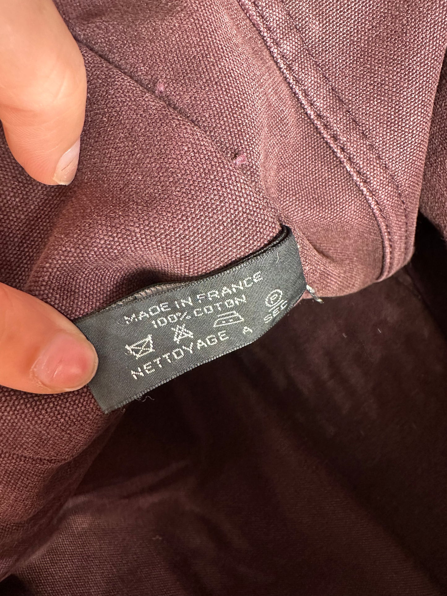 Vintage Hermes Canvas Tote Bag Burgundy Dark Red