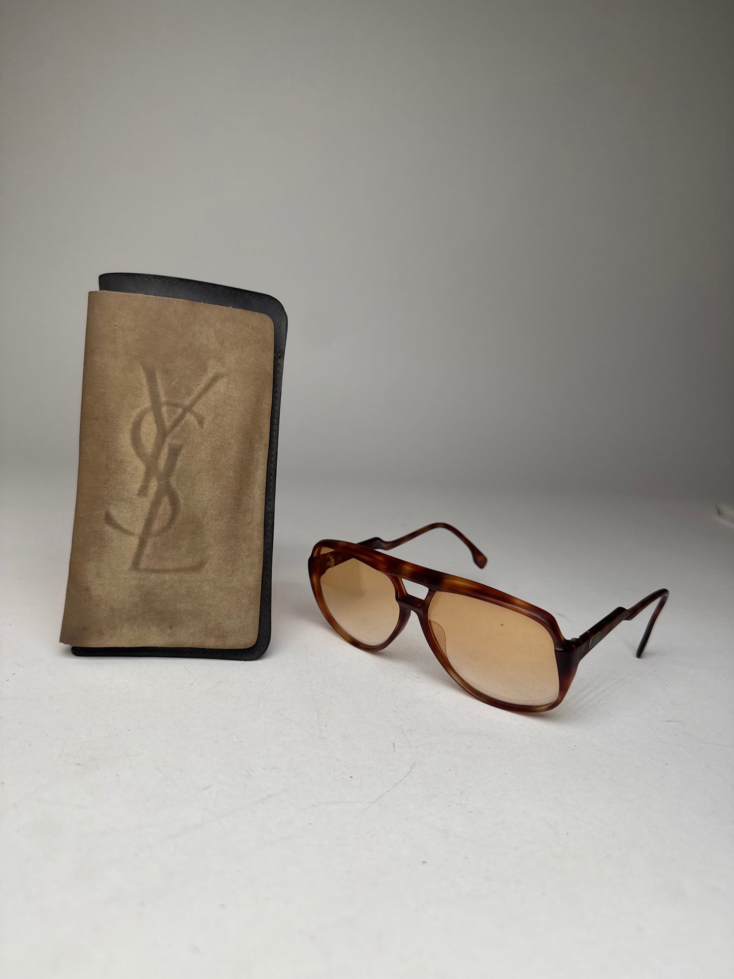 Vintage Yves Saint Laurent Aviator Sunglasses Brown