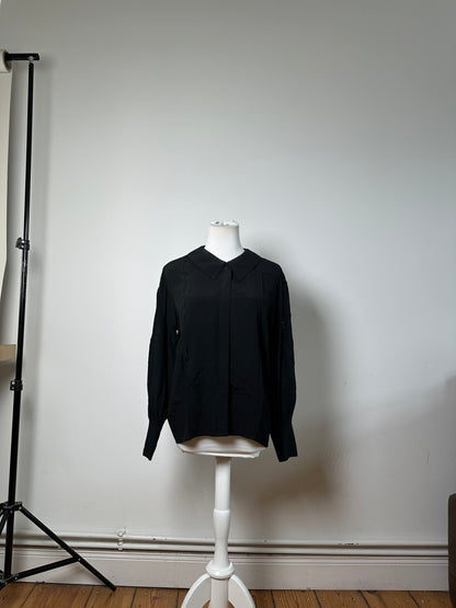 Vintage Dior Silk Blouse Black M