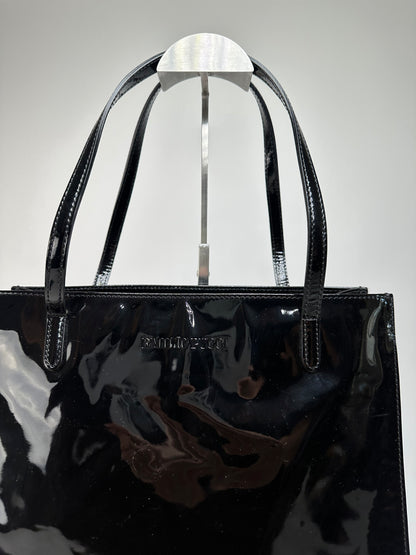 Vintage Emilio Pucci Patent Leather Tote Bag Black New With Tags