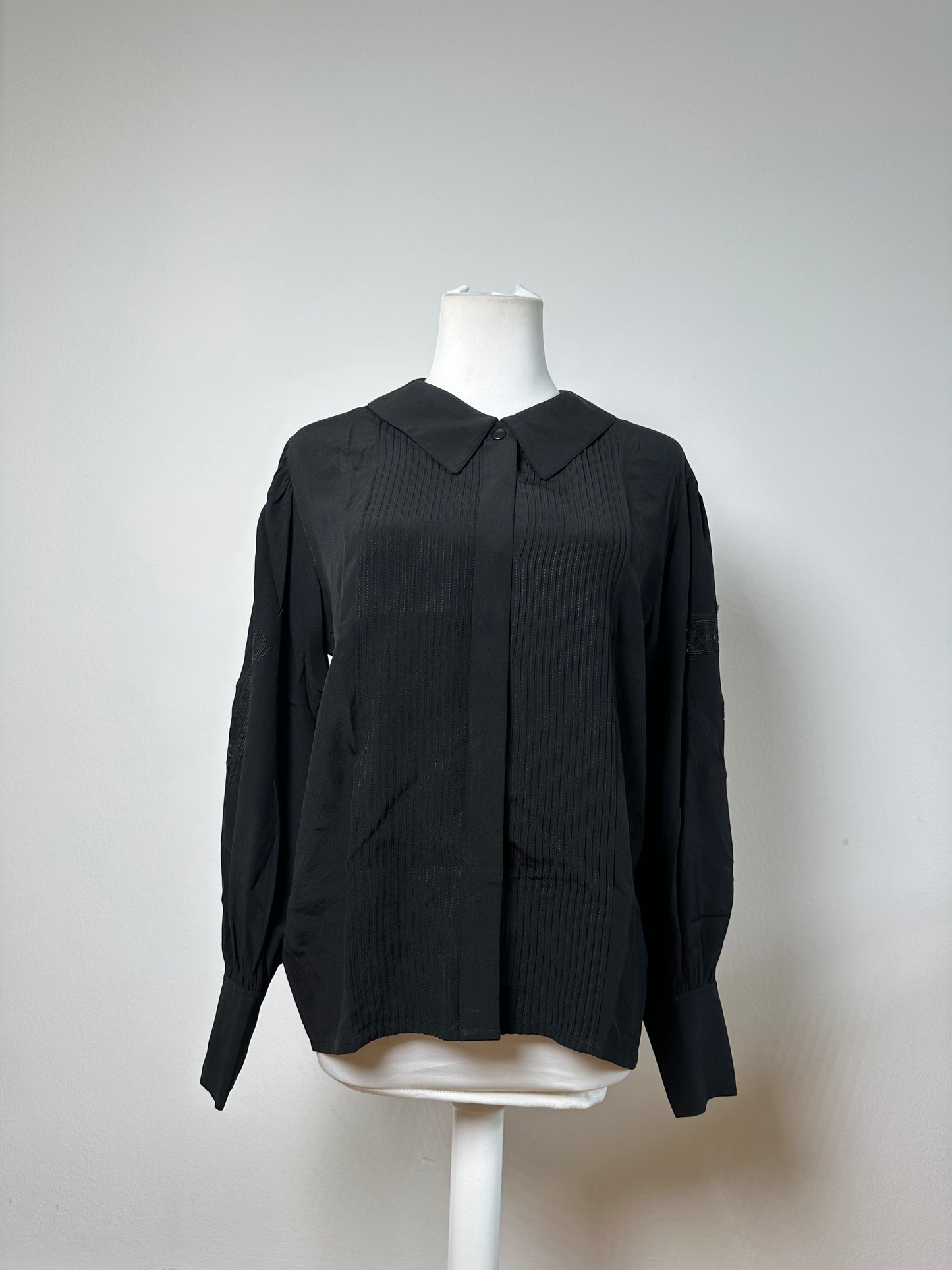 Vintage Dior Silk Blouse Black M