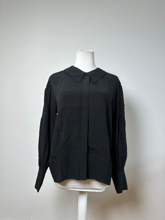 Vintage Dior Silk Blouse Black M