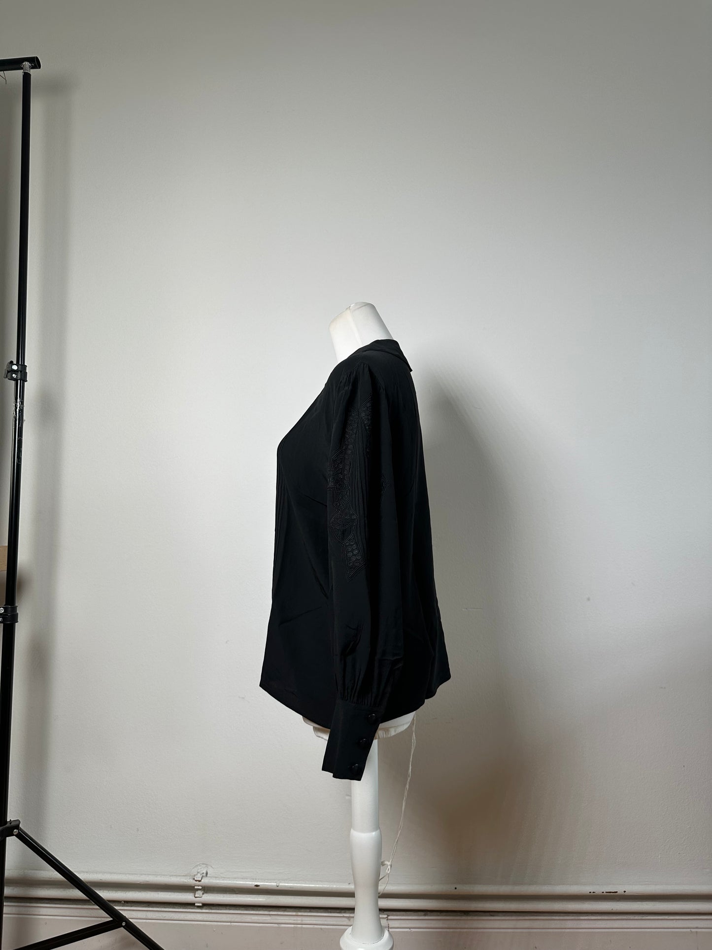 Vintage Dior Silk Blouse Black M