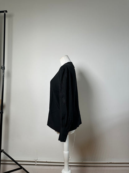 Vintage Dior Silk Blouse Black M