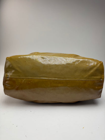 Sac vintage en cuir verni Céline Paris kaki