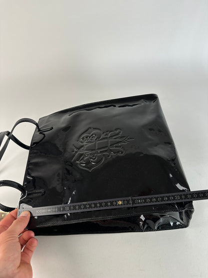 Vintage Emilio Pucci Patent Leather Tote Bag Black New With Tags
