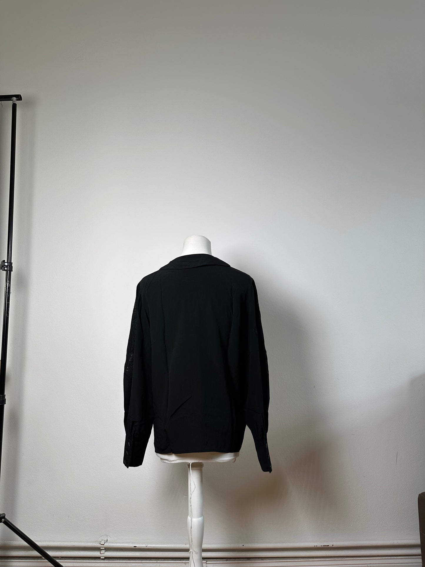 Vintage Dior Silk Blouse Black M