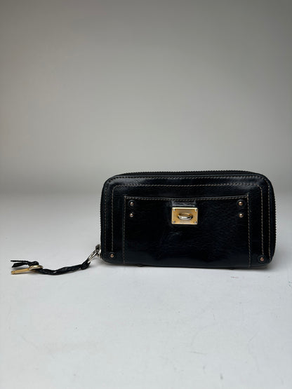 Vintage Chloe Paddington Leather Long Wallet Black