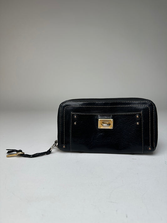 Vintage Chloe Paddington Leather Long Wallet Black