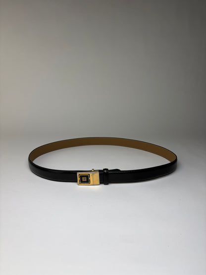 Vintage Givenchy Textured Leather Belt Black Gold