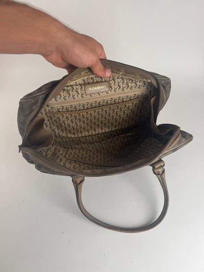 Sac vintage Yves Saint Laurent en cuir gris noir marron