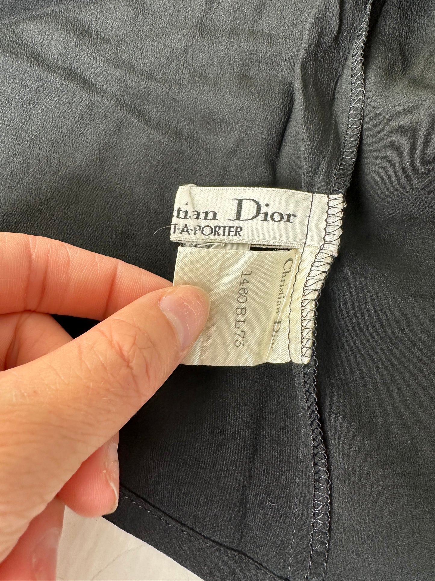 Vintage Dior Silk Blouse Black M