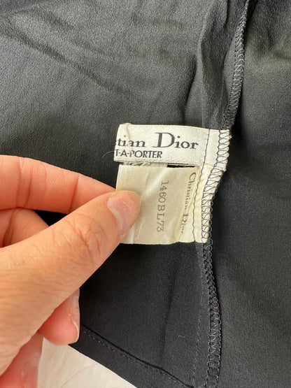 Vintage Dior Silk Blouse Black M