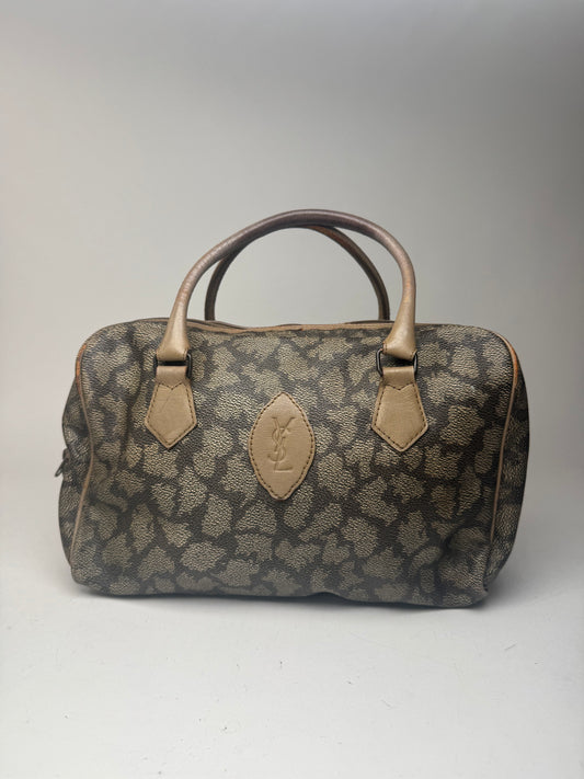 Sac vintage Yves Saint Laurent en cuir gris noir marron